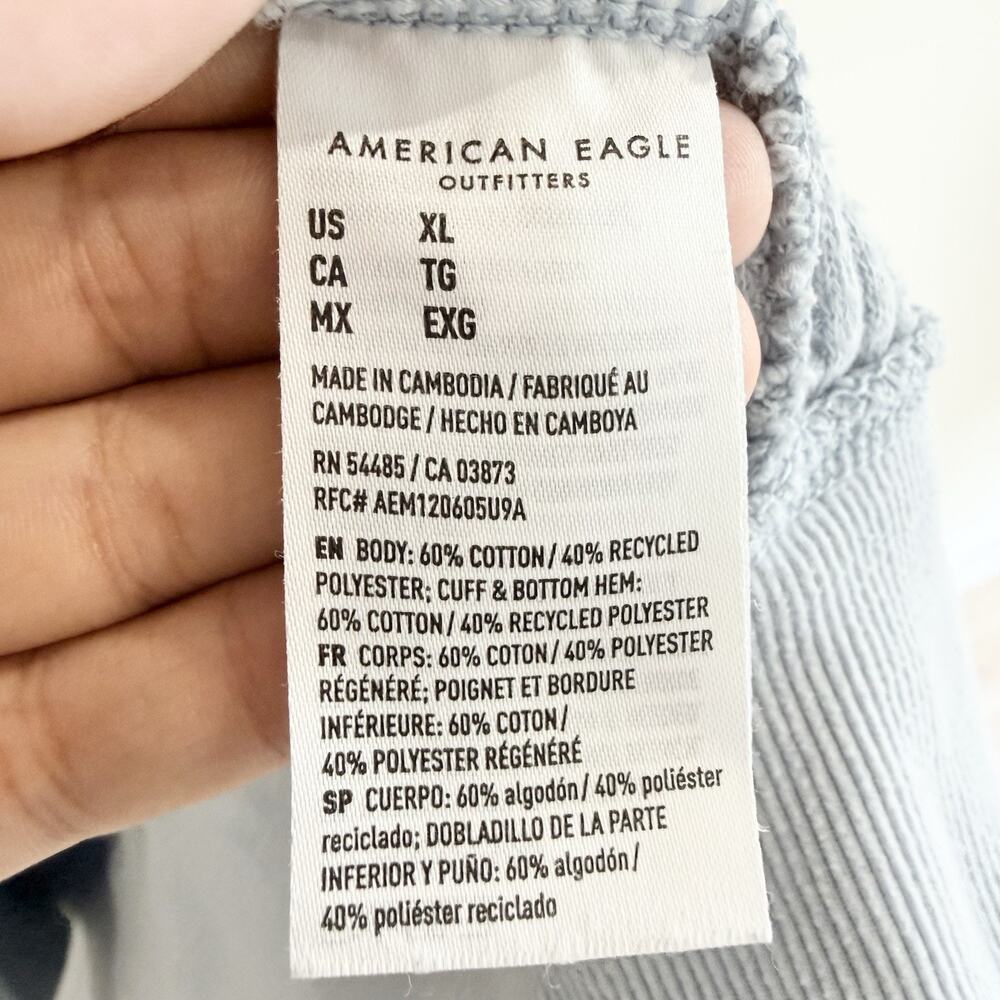 American Eagle Outfitters Light Blue Waffle Knit V Neck Sweater Size XL 65437 - Picture 5 of 5